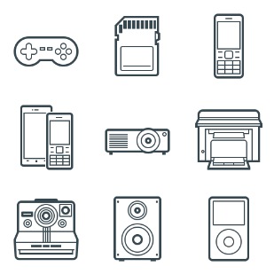 Hardware, devices and gadgets icon sets preview