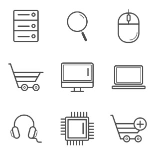 30 Hardware Line icon sets preview