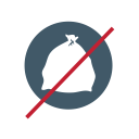 no bagged recyclables, no bags, trash, no bagged garbage icon