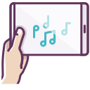 ipad, hand, music, appliance, tablet, notes, electronics icon