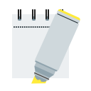 notepad, marker, yellow icon