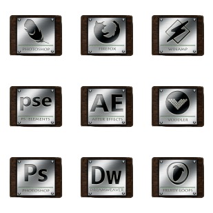 Wood And Metal 3 icon sets preview