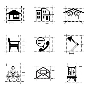 interior and architectural design icon sets preview