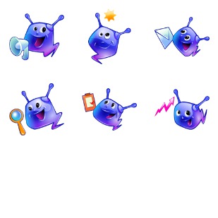 Alien cartoon icon sets preview