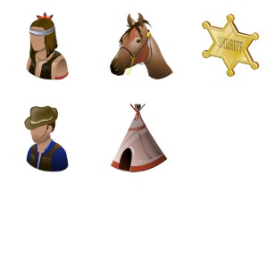 Wild west icon sets preview