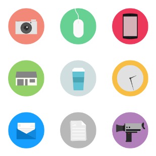 Flat Designed Circle icon sets preview