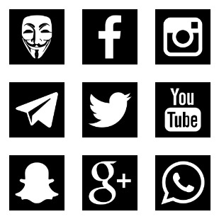 Social Black Buttons icon sets preview