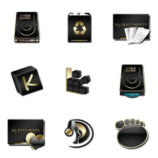 Black And Gold icon sets preview