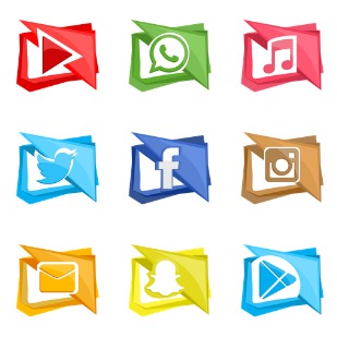 Social Network and media icon sets preview