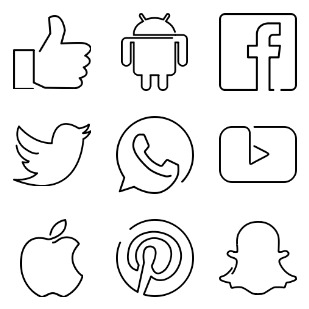 Continuous Line Media icon sets preview
