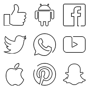 Continuous Line Media icon sets preview