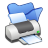 printer, folder, print, blue icon