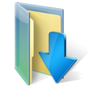 down, folder, download, blue icon
