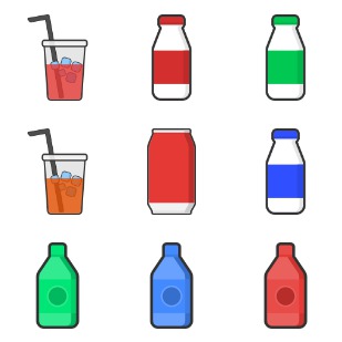 Beverage packaging pack 1 icon sets preview