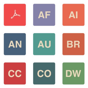 Flat Retro Adobe CC icon sets preview