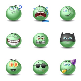 Green Emot icon sets preview