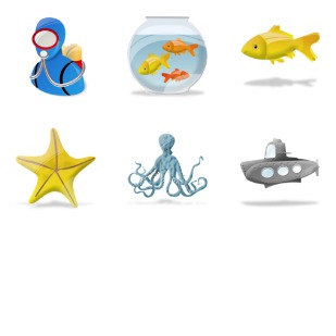 Aquatic icon sets preview