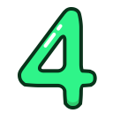 four, green, study, number, numbers icon