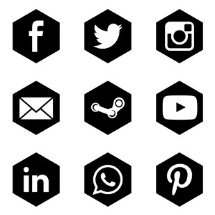 Miu hexagon black social icon sets preview