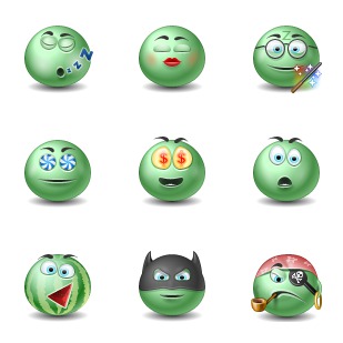 Green Emo icon sets preview