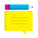 pencil, support, design, message bubble, improvements, chat, customer feedback icon