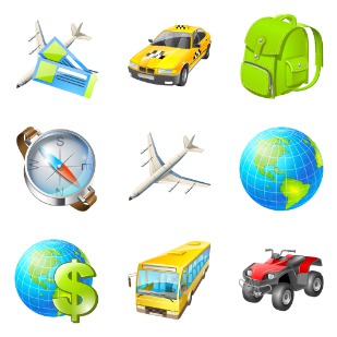 Travel icon sets preview