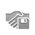 handshake, hand, diskette icon