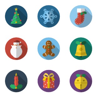 Christmas flat ten icon sets preview