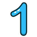 one, number, study, blue, numbers icon