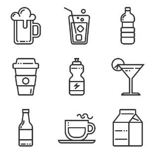 Beverage icon sets preview