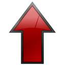 red, arrow, up icon