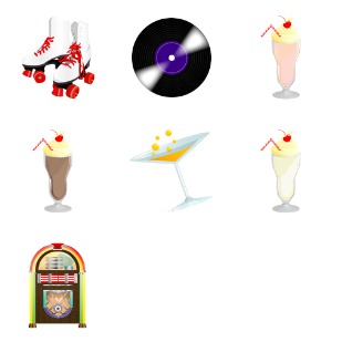 Retro 1950s icon sets preview
