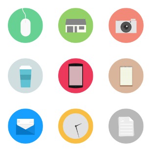 Flat Designed Circle icon sets preview