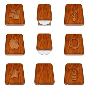 Wooden Drives icon sets preview