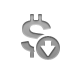 sign, down, dollar, currency icon