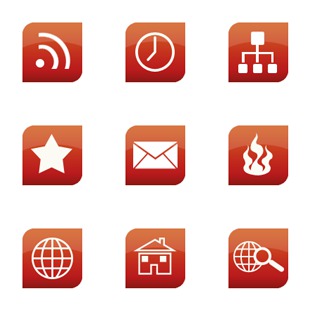 Glossy Red Web icon sets preview