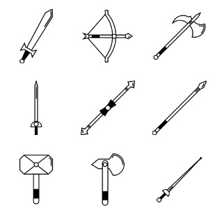 Antique weapons icon sets preview