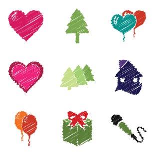 Christmas hand drawn scribbles icon sets preview