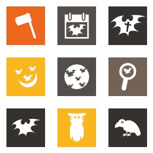 Flat Halloween icon sets preview