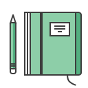 notepad, pencil, notes, moleskine, write, journey, travel icon