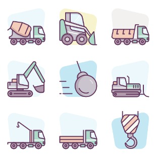 Construction Machinery / Colors Background icon sets preview