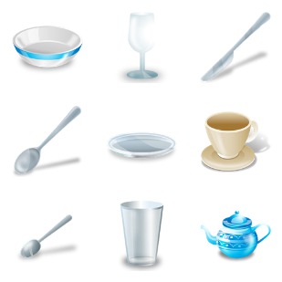 Tableware icon sets preview