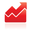 up, area, red, chart icon