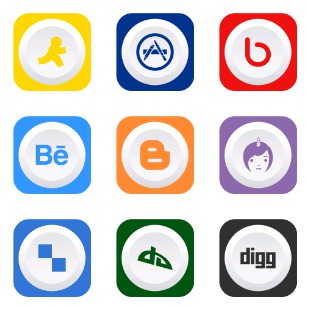 Rounded Flat Social icon sets preview