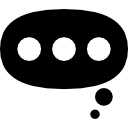 Oval filled speech bubble with circles icon