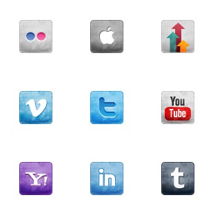 Stained and Faded Social Media Icons icon sets preview