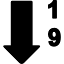 Sort interface symbol of down arrow with numbers icon