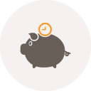 saving, money, piggy bank, pig, time, clock icon
