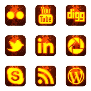 Hot Burning Social icon sets preview