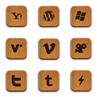 Wooden Social icon sets preview